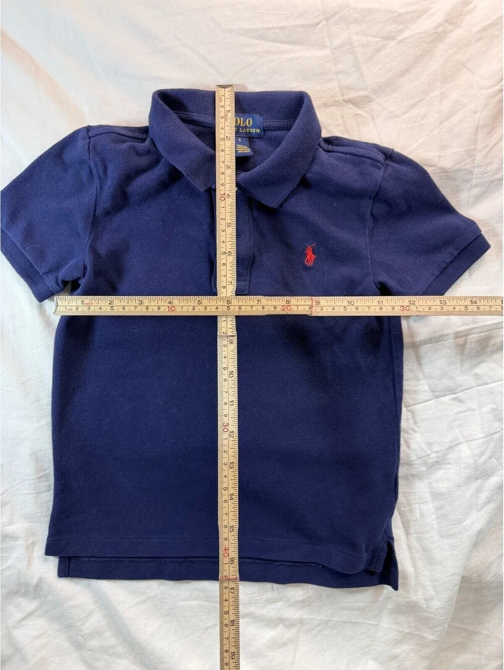 Polo Ralph Lauren Boys Polo Shirt Size S Navy Blue Pique Mesh Short Sleeve GUC